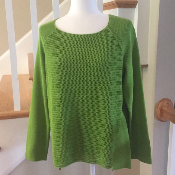 Lafayette 148 New York Sweaters - Lafayette 148 NY, Green Open Weave Sweater